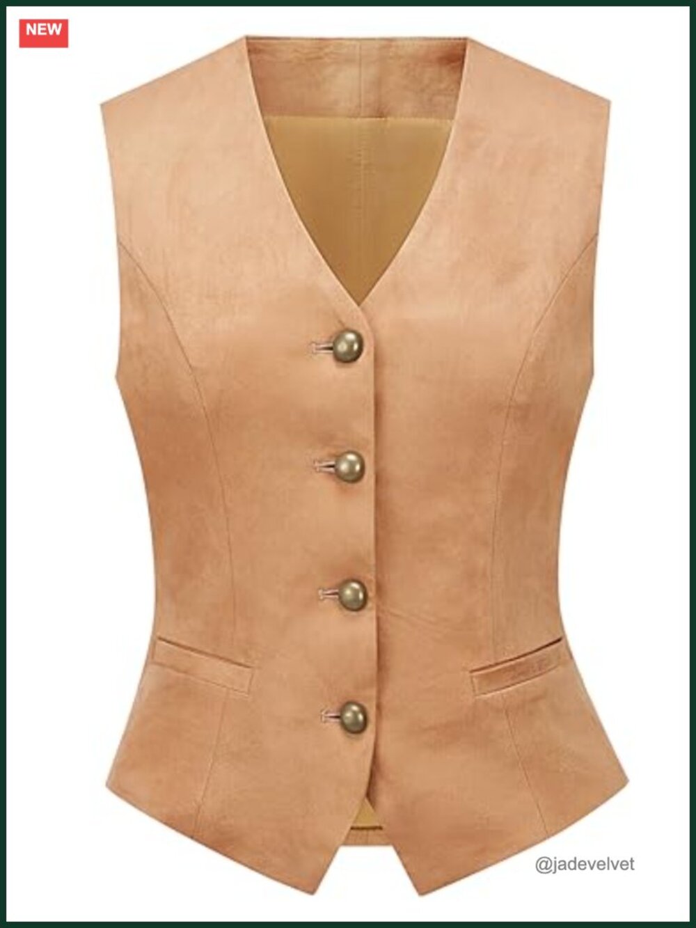 Faux Suede Western Vest Sleeveless Waistcoat Slim Fit V-Neck Button